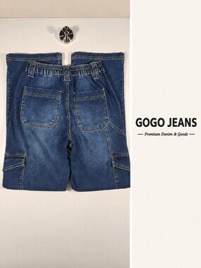 GOGO Jeans Wide Leg Cargo Utility Jeans Size 11/30 High Rise Stretch